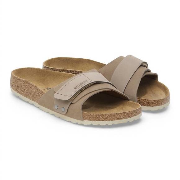 NEW BIRKENSTOCK women's oita modern narrow sandal in taupe suede - Picture 1 of 5